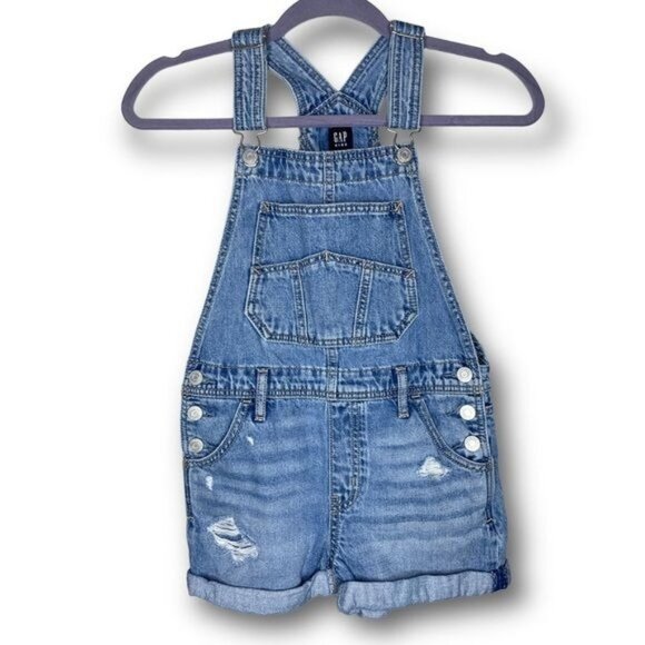 GAP Other - Gap Kids Girls Sz M Medium Wash Distressed Denim Overall Shortalls Washwell $50